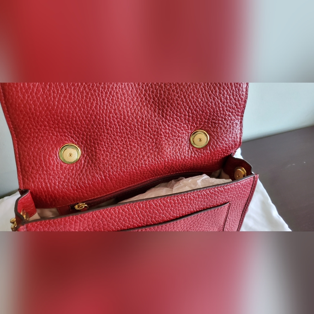 Michael Kors Cooper Large Leather Satchel Messenger Bag in Cherry Red - Picture 3 of 16